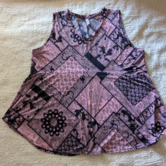 Honeyme Tops - Honeyme Patchwork Tank Top - Black and Pink